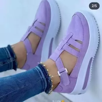 2025 лето новые летние большие размеры повседневные полые сандалии женские туфли на платформе одинарные женские 35 синий