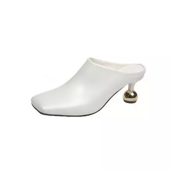 2025 лето новые простые удобные большого размера прохладные шлепанцы квадратный носок модные универсальные туфли на высоком каблуке неправильной формы женские 35