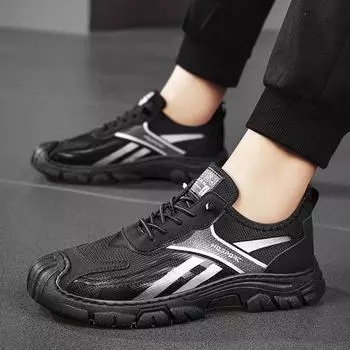 2025 лето новые универсальные дышащие плетеные туфли модный тренд нескользящие износостойкие спортивные туфли сумка голова труд страхование обувь мужчины 39