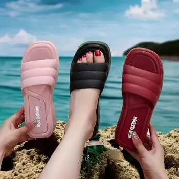 2025 Лето Новый Стиль Водонепроницаемые Шлепанцы С Толстой Подошвой Модные Женские Туфли На Высоком Каблуке Подошва ПВХ 35-36 вино красного