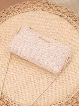 2025 лето простая повседневная цепочка маленькая квадратная сумка модная плетеная сумка через плечо легкая и компактная сумка для мобильного телефона белый