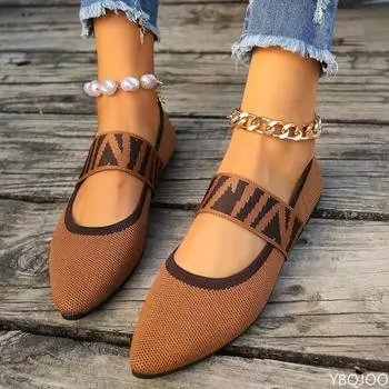 2025 Лето Ретро Плоский Каблук Острый Носок Мелкий Вырез Женские Балетки Женские Туфли на Низком Каблуке Босиком Элегантные Большие Туфли ЛеФу 40 шоколадный