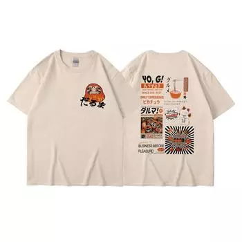 2025 Лето Японский стиль Харадзюку Свободный уличный стиль Tide Ins с принтом Футболка с короткими рукавами Женская повседневная студенческая универсальная футболка 4XL