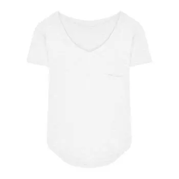 2025 Лето Женская футболка с V-образным вырезом Однотонная Повседневный Свободный Топ Футболка с коротким рукавом M белый