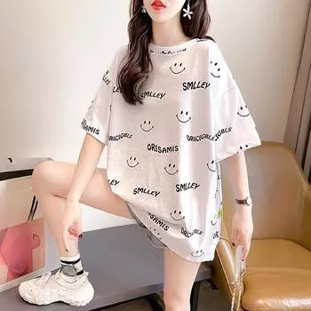 2025 Лето Женские забавные винтажные графические свободные футболки с принтом букв Большие размеры Топы Y2k Модные женские футболки Уличная одежда Harajuku S белый