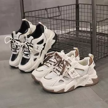 2025 light luxury high quality brick and mortar store heightening sports shoes women s breathable single net outdoor women s shoes four seasons sport 35 чёрный