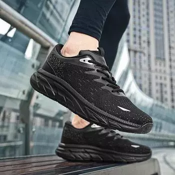 2025 lightweight fly-woven running shoes soft-soled breathable fly-woven sports shoes low-top lace-up large-size thick-soled men s shoes 39