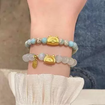 2025 Little Dragon Beaded Bracelet: Luxury High-End Design for Girls - Year of the Dragon Edition Pearl белый