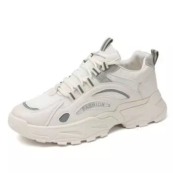 2025 Little White Мужская обувь Осенние дышащие сетчатые кроссовки для бега по пересеченной местности Мужская подростковая толстая подошва Усиленная модная обувь Daddy 39 синий