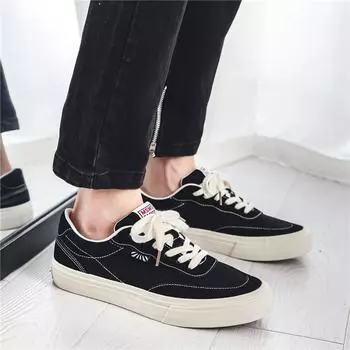 2025 Little White Shoes Men s Trend Versatile Niche Design Men s Shoes Student Canvas Shoes Board Shoes Black Trendy Shoes 39 белый