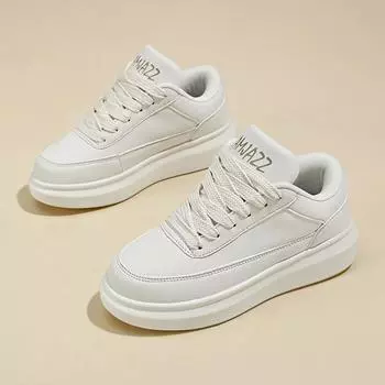 2025 live high-quality brick and mortar store sports shoes women s breathable leather surface white shoes ultra-light sports extra large size 35 белый
