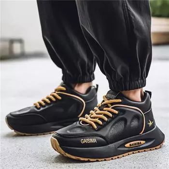 2025 live stream Guochao thick-soled large-size sports shoes Douyin popular outdoor dad shoes niche Hong Kong style casual shoes 39 чёрный