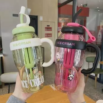 2025 Lucky Belly Большая емкость с ручкой: Летний открытый стаканчик Ice Tyrant из пластиковой соломы 1300ml