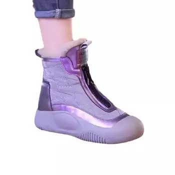 2025 Martin boots women s winter new leather and fleece snow boots women s platform soles warm and comfortable lightweight cotton shoes women s shoes 36