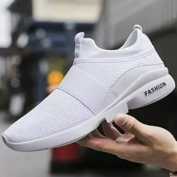 2025 Men Casual Shoes Sneakers Fashion Loafers Comfortable Mesh Mens Shoes Footwear Lightweight Walking Shoes White Size 46 39 красный