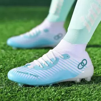 2025 Men s Autumn High Top Long Shredded Nails Seamless Flying Weaving Student Children Boys Professional Training Football 35