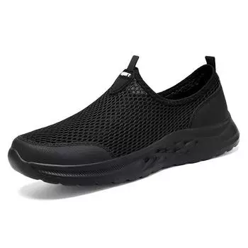 2025 Men s Breathable Mesh Solid Color Simple Casual Shoes with One Step Stepping 39