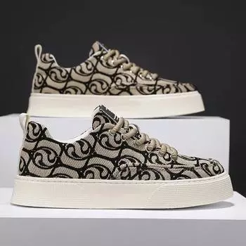 2025 Men s Canvas Shoes Spring Breathable Wear Designer Vulcanize Shoes Male Fashion Non-slip Men Soft Elastic Chunky Sneakers 39 красный