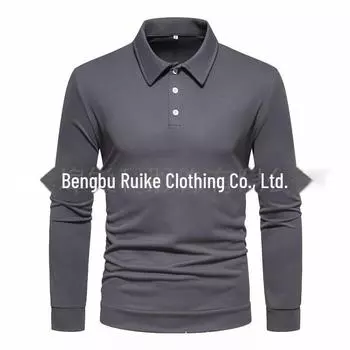 2025 Men s Large Long-Sleeve Solid Polo Shirt - Fashionable, Breathable, Ice-Cooling Design XXXL белый