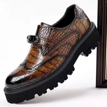 2025 Men s Platform Loafers Shoes Fashion Casual Slip-On Thick Sole Breathable Dress Shoes Comfortable Walking Shoes for Men 38 жёлтый