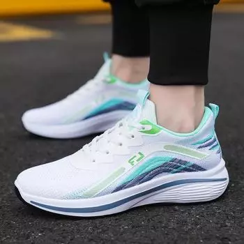 2025 men s shoes autumn breathable thin mesh shoes fashion casual flying woven sports trendy shoes lightweight running shoes casual shoes 39 чёрный