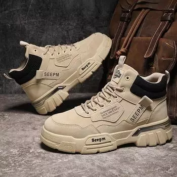 2025 men s shoes new spring Martin boots men s tooling shoes trend versatile fashion youth short boots outdoor shoes 39