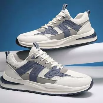 2025 men s shoes platform dad shoes men s trend fashion board shoes versatile casual sports shoes breathable thin men s shoes 39 серый