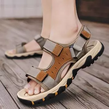 2025 men s shoes summer new casual fashion outdoor large size beach sandals wear-resistant non-slip HY6605Shoes 39 хаки