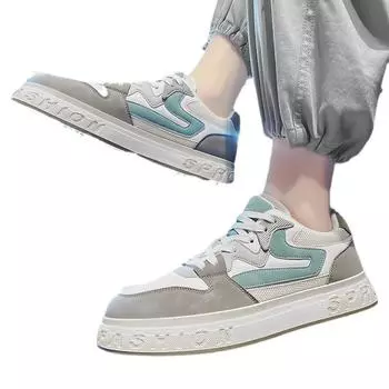 2025 Men s Shoes Summer Shoes Men s Mesh Breathable Men s Board Shoes Black & White Versatile Casual Sports Leather Shoes Small White Shoes Men 39