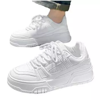 2025 Men s ShoesSpring and Autumn Niche Design: Versatile Casual Pure Black Sneakers, Youth Sports Thick-soled Heightened Bread Tide Shoes 39