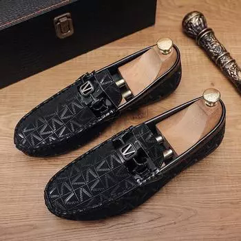 2025 men s trend Doudou shoes summer lazy soft surface business versatile loafers soft sole driving casual men s shoes 39 чёрный