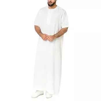 2025 Men s Zipper Muslim Robe - Middle Eastern & Malaysian Style L белый