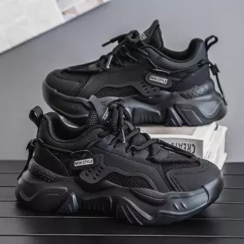 2025 mesh men s shoes rubber and plastic soles lightweight mesh running shoes trendy dad shoes breathable casual sports shoes heightening shoes 39