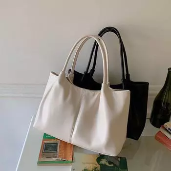 2025 Модная большая вместительная сумка-тоут: Популярная женская сумка через плечо Daily Commuter грязно-белый