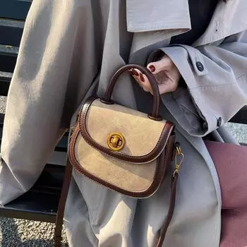 2025 Модная контрастная цветная маленькая сумка женская модная универсальная сумка через плечо чёрный