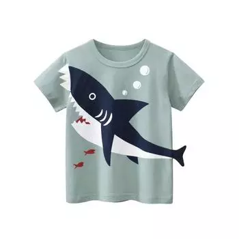 2025 модная летняя детская одежда, новые футболки с коротким рукавом для мальчиков, 3D-принт с акулой, топы, футболки, детская одежда, дропшиппинг 100cm