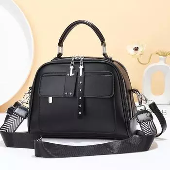 2025 модная новая женская сумка на одно плечо, диагональная большая сумка, корейский выпуск, модная сумка-ракушка y025 чёрный