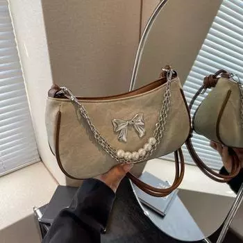 2025 Модная женская сумка-бабочка на цепочке из искусственной кожи для повседневного использования темно-коричневого