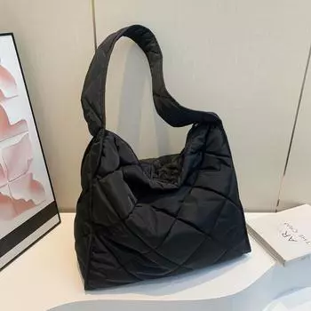 2025 Модная женская сумка через плечо из искусственной кожи Cloud с застежкой-молнией и карманом для телефона чёрный