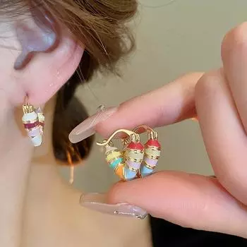 2025 модные красные капающие масляные серьги-кольца в форме сердца для женщин и девочек корейские элегантные серьги-подвески в виде любви, ювелирные изделия, подарок на вечеринку аэро