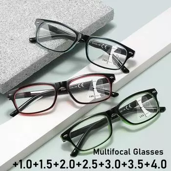 2025 Модные мультифокальные очки для чтения для мужчин и женщин, модные винтажные очки HD для пресбиопии, анти-синие прогрессивные очки +150 зелёный