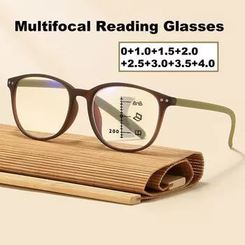 2025 модные новые мультифокальные очки для чтения для женщин и мужчин, прогрессивные очки с защитой от синего света, унисекс, круглая оправа, очки для дальнего зрения 0