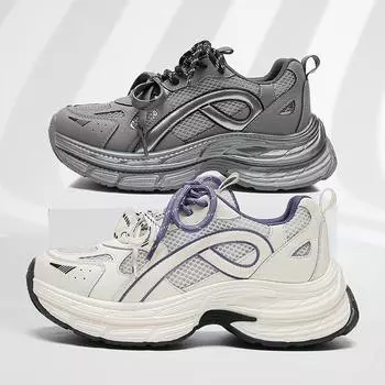 2025 Модные женские легкие туфли для пап на толстой подошве: Универсальная и мягкая подошва для увеличения роста и повседневного спортивного стиля 35