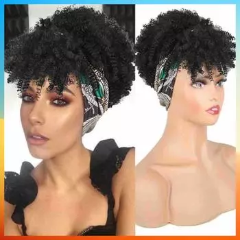 2025 Модный африканский парик для женщин, короткий кудрявый парик чёрный