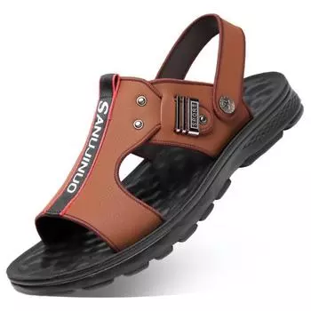 2025 Молодежные сандалии Мужские мягкие кожаные мягкие подошвы Полые пляжные туфли Сандалии Сандалии Дышащие кожаные сандалии Pagoda 39