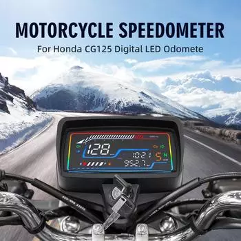 2025 Мотоциклетный датчик с часами LED LCD одометр цифровой спидометр TACHO для Honda CG125 ZJ125 XF125 USB интерфейс зарядки армия зеленый