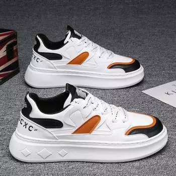 2025 Мужская обувь Летний тренд Универсальные низкие повседневные кроссовки Студенческие спортивные туфли на толстой подошве с увеличенным верхом Белые туфли 39
