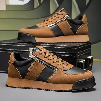 2025 Мужская обувь Низкие кеды на молнии Модные мужские повседневные туфли больших размеров 39 чёрный