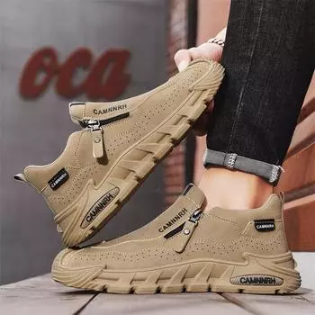 2025 мужская обувь новая боковая молния корейская версия повседневная обувь на платформе весна и осень всесезонная рабочая спортивная обувь 39