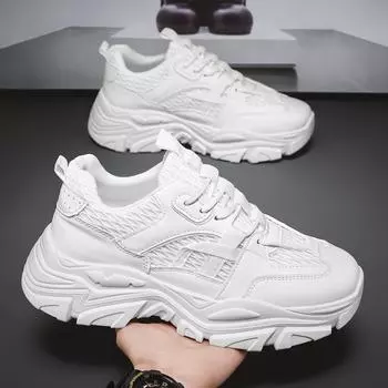 2025 Мужская обувь Весенняя сетчатая дышащая модная брендовая универсальная спортивная обувь для отдыха Мужская толстая подошва с внутренней завышенной подошвой Daddy Trendy Shoes 39